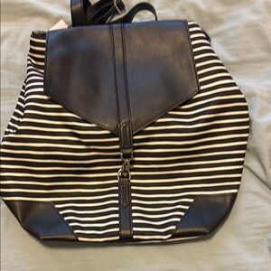 Stella & Dot Black-White Striped Backpack